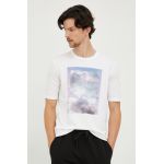 Sisley tricou din bumbac culoarea negru, cu imprimeu