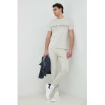 Armani Exchange pantaloni de trening barbati, culoarea alb, neted