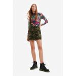 Desigual fusta din bumbac culoarea verde, mini, drept