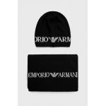 Emporio Armani caciula si esarfa din amestec de lana culoarea negru