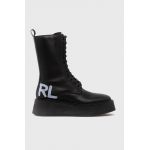 Karl Lagerfeld cizme de piele Zephyr femei, culoarea negru, cu platforma