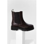Answear Lab ghete chelsea de piele femei, culoarea maro, cu toc plat