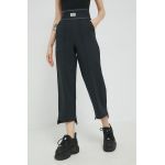 Fila pantaloni femei, culoarea negru, drept, high waist