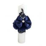 Lumanare eleganta pentru botez culoare bleumarin, en-gros
