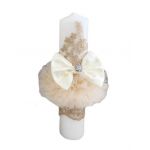 Lumanare eleganta pentru botez culoare crem, en-gros