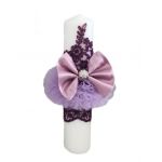 Lumanare eleganta pentru botez culoare mov, en-gros