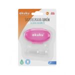 Periuta de dinti degetar din silicon Akuku, in cutie roz Engros