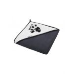 Prosop de baie cu gluga 100x100cm 100% bumbac Akuku Panda Negru Engros
