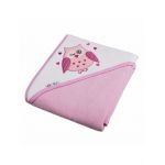 Prosop de baie cu gluga 80x180cm 100% bumbac Akuku Bufnita Roz Engros