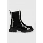 GOE cizme de piele femei, culoarea negru, cu toc plat