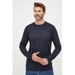 BOSS longsleeve din bumbac culoarea albastru marin, neted