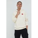 HUGO hanorac de bumbac barbati, culoarea bej, cu imprimeu