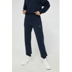 HUGO pantaloni de trening din bumbac femei, culoarea albastru marin, neted