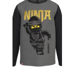 Lego Wear longsleeve din bumbac pentru copii culoarea gri, cu imprimeu