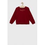 Pepe Jeans hanorac de bumbac pentru copii culoarea bordo, cu imprimeu