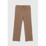 Abercrombie & Fitch pantaloni de trening pentru copii culoarea bej, neted