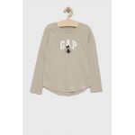 GAP longsleeve din bumbac pentru copii culoarea bej