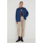 Lee camasa jeans femei, culoarea albastru marin, cu guler clasic, relaxed