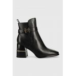 Tory Burch cizme de piele Multi Logo femei, culoarea negru, cu toc drept