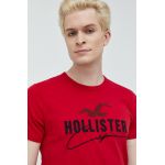 Hollister Co. tricou din bumbac culoarea rosu, cu imprimeu
