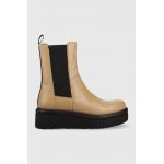 Vagabond Shoemakers ghete chelsea de piele Tara femei, culoarea bej, cu platforma