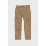 Abercrombie & Fitch pantaloni copii culoarea maro, neted