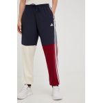 adidas pantaloni de trening Essentials femei, culoarea albastru marin, modelator