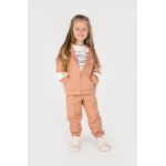 Coccodrillo pantaloni de trening din bumbac pentru copii culoarea roz, neted