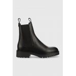 Gant ghete chelsea de piele Kelliin femei, culoarea negru, cu toc plat