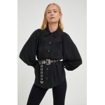 Levi's camasa femei, culoarea negru, cu guler clasic, regular