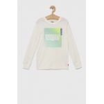 Levi's longsleeve din bumbac pentru copii culoarea alb, cu imprimeu