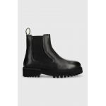 Pepe Jeans ghete chelsea de piele Trucker Chelsea W femei, culoarea negru, cu toc plat, izolare usoara