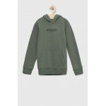 Abercrombie & Fitch bluza copii culoarea verde, cu glugă, cu imprimeu