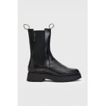 AllSaints ghete chelsea de piele Amber femei, culoarea negru, cu platforma