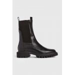 AllSaints ghete chelsea de piele Hallie femei, culoarea negru, cu toc plat