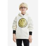 Desigual hanorac de bumbac pentru copii culoarea alb, cu glugă, cu imprimeu