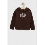 GAP bluza copii culoarea maro, cu glugă, cu imprimeu