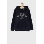 Quiksilver bluza copii culoarea albastru marin, cu glugă, cu imprimeu