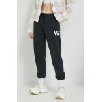 Vans pantaloni de trening femei, culoarea negru, cu imprimeu