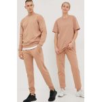 Arkk Copenhagen pantaloni de trening din bumbac unisex, culoarea bej, neted