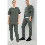 Arkk Copenhagen pantaloni de trening din bumbac unisex, culoarea verde, neted