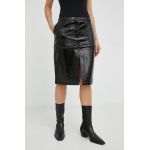 Herskind fusta de piele Rillo culoarea negru, mini, drept