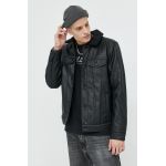 Hollister Co. geaca barbati, culoarea negru, de tranzitie
