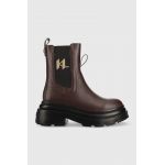 Karl Lagerfeld ghete chelsea de piele Danton femei, culoarea maro, cu toc plat