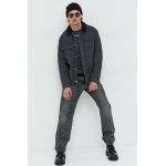 Abercrombie & Fitch geaca barbati, culoarea gri, de tranzitie, oversize