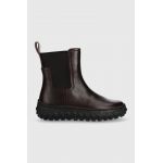 Camper ghete chelsea de piele Ground femei, culoarea maro, cu toc plat