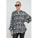 Bruuns Bazaar camasa Geranium Ava femei, culoarea negru, cu guler stand-up, regular