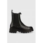 Sisley ghete chelsea de piele femei, culoarea negru, cu platforma