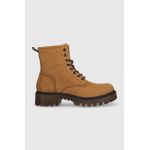 Wrangler bocanci din piele intoarsa Seattle Lace femei, culoarea maro, cu toc plat