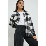 Abercrombie & Fitch camasa femei, culoarea negru, cu guler clasic, relaxed
